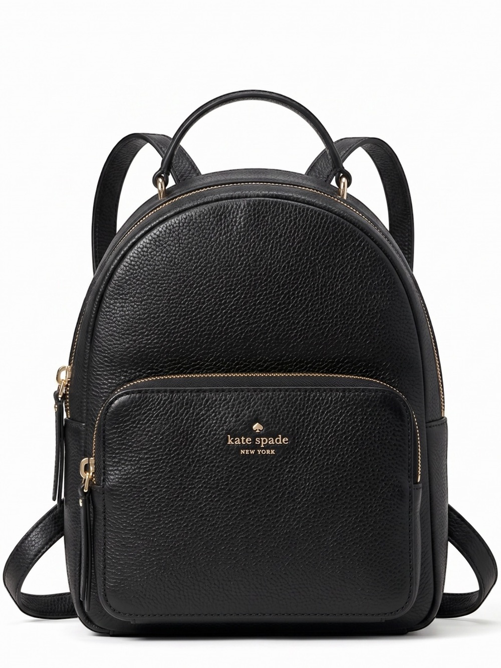 kate spade Black Leather Backpack with Gold Logo